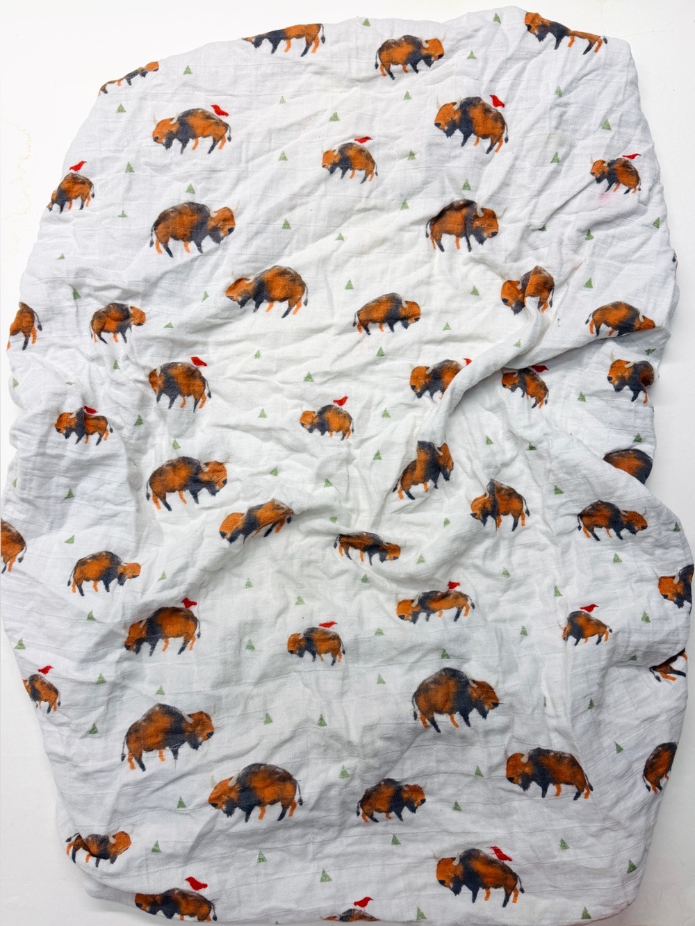 Little Unicorn White Buffalo Print Muslin Cotton Baby Crib Sheet